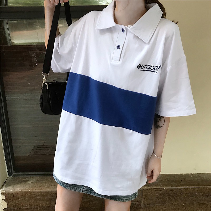 Áo polo tay lỡ unisex NEWROPA phong cách ulzzang Hàn Quốc Hồng Kông - PL02