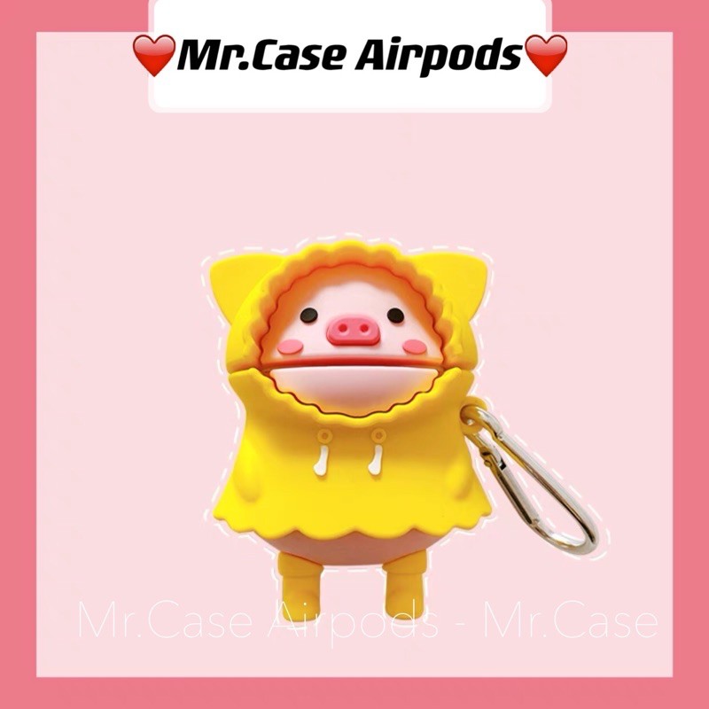 Case Airpods 1/2/Pro Heo Hồng mặc áo ấm