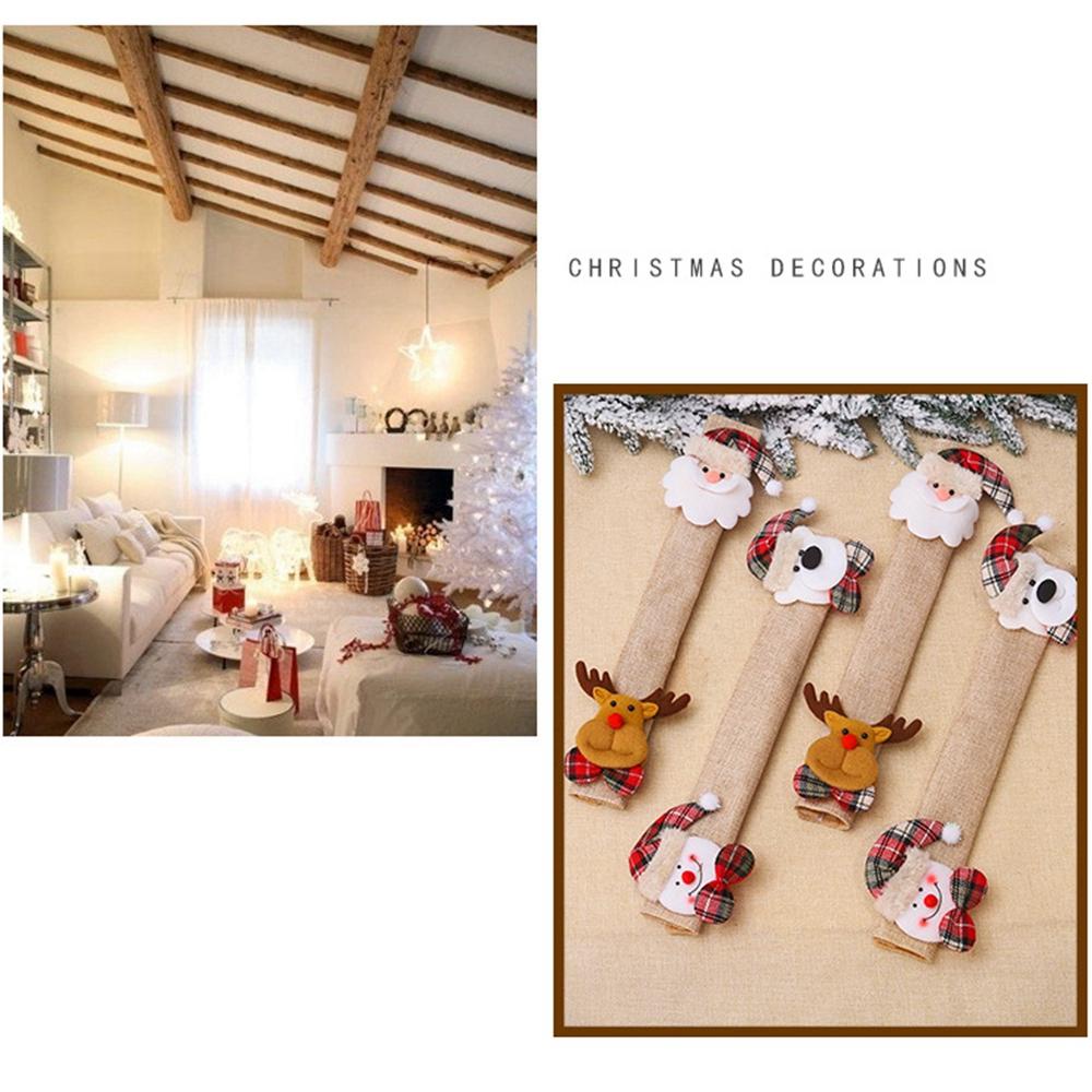 YIYU Set 4 Vỏ Bọc Tay Nắm Cửa Chống Tĩnh Điện Trang Trí Nhà Ở Hình Ông Già Noel