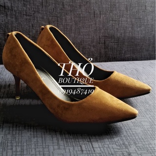 Giày cao gót lmx da lộn nâu bò cao 5cm size 36 37 38 39