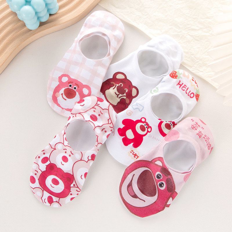 Set 5 đôi vớ cổ thấp hoạ tiết gấu dâu xinh xắn