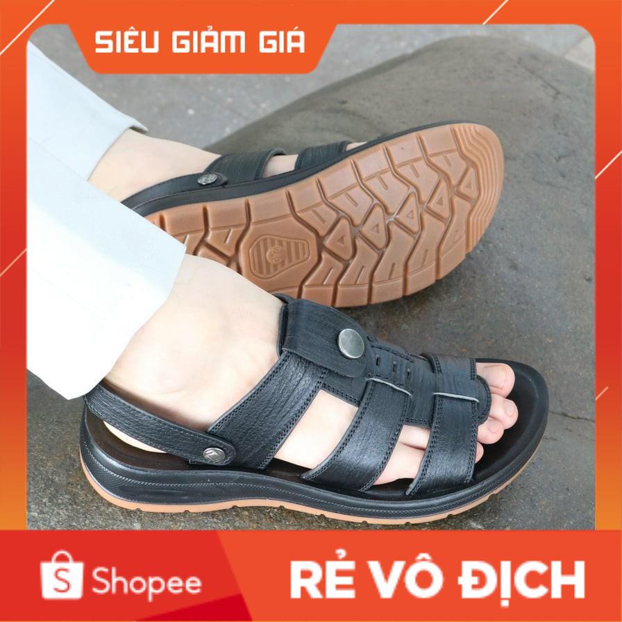 Dép Da Nam DA BÒ NGUYÊN TẤM-Sandal Nam Đế Cao-Tăng Cao 3.5cm-Dép Da Nam 2021 Thoáng Mát-Chất Lượng