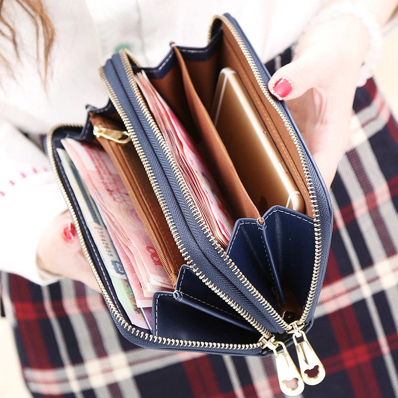 Ví dài đa năng phối khóa kéo in hoạt hình gấu đáng yêu dành cho nữ