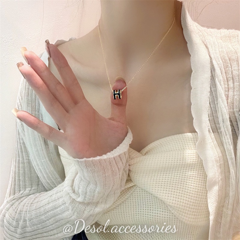 Dây chuyền, vòng cổ Freya dáng mảnh mặt chữ H xinh xắn NL053 Desol.accessories