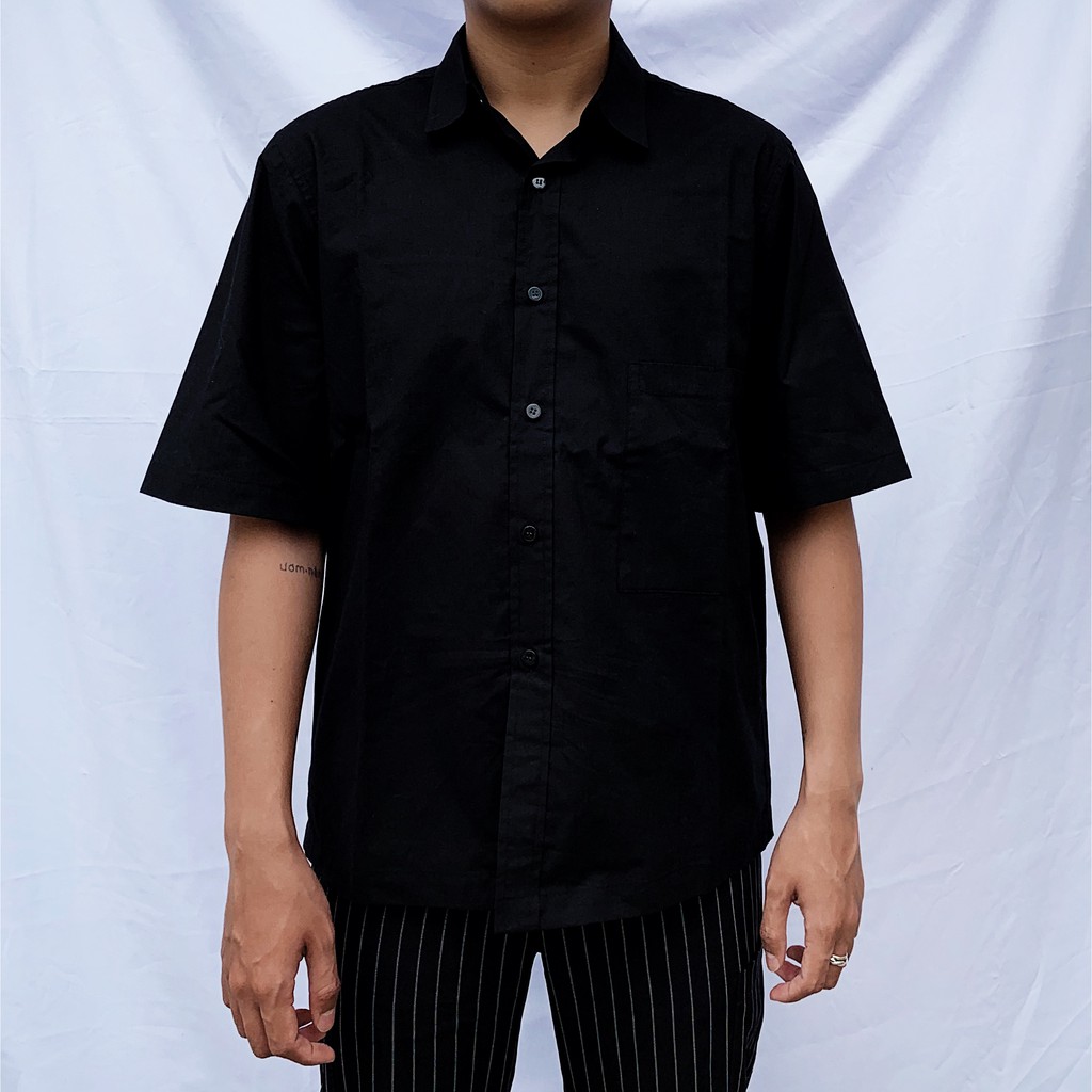 SIÊU GIẢM GIÁ - Sơ Mi Tay Ngắn Nam - Có Túi, Màu Kem Đen Xanh | BigBuy360 - bigbuy360.vn