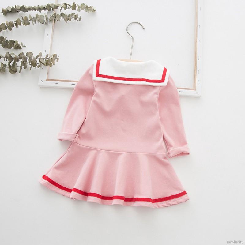 Đầm Tay Dài Thêu Hình Trái Tim Cho Bé Gái