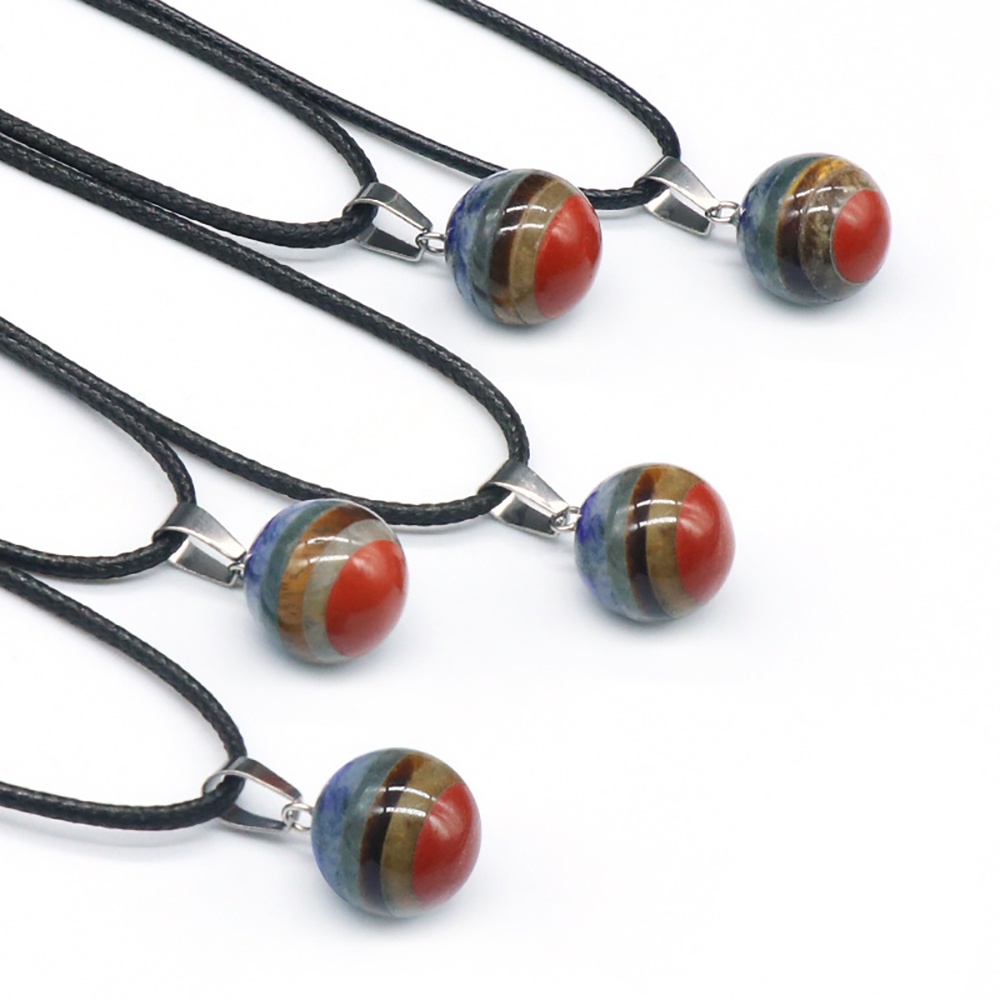 Dây Chuyền Đá Tròn 14 mm Phong Thủy 7 Chakra DA69