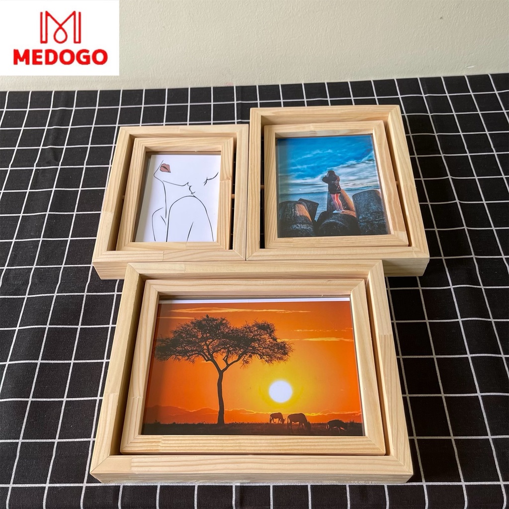 Khung ảnh MEDOGO để bàn xoay ngang nhiều kích thước, khung ảnh trang trí MEDOGO