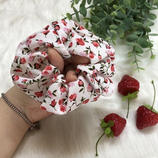 [SK] Chun buộc tóc vải scrunchies hoạ tiết vintage mẫu giao ngẫu nhiên
