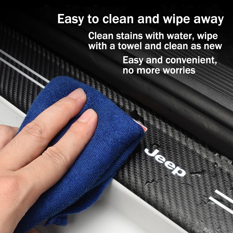 Bộ 4 Miếng Dán Cửa Bằng Da Vinyl Sợi Carbon Chống Trầy Xước