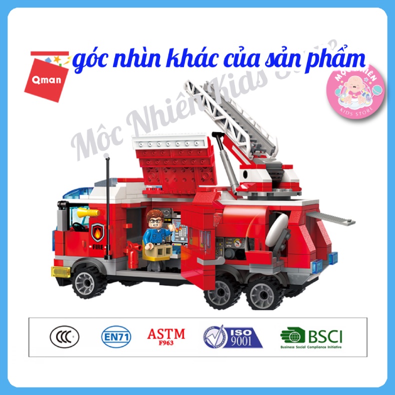 Qman 2807 Ô Tô Cứu Hỏa  - Đồ Chơi Lắp Ráp Xếp Hình Dành Cho Bé Trai Trên 6 Tuổi