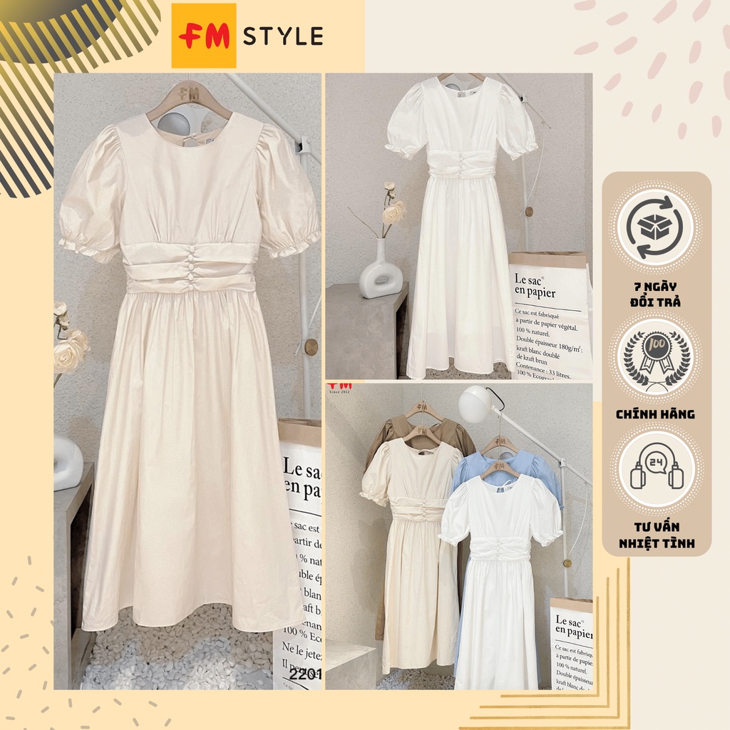 Đầm váy xếp eo tôn dáng thời trang nữ dạo phố dự tiệc | Váy nữ thiết kế phong cách tiểu thư | Fmstyl