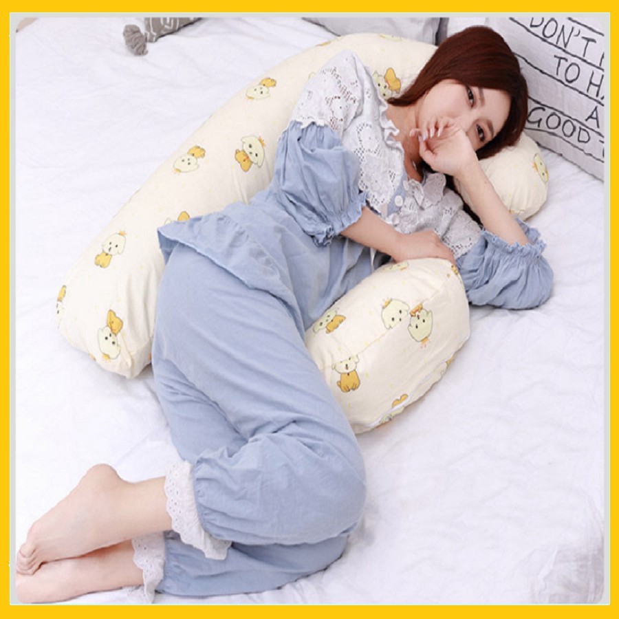 Gối bà bầu kích thước (85*145*16 cm), vải 100% cotton, ruột bông nhân tạo, vỏ rời tuan095