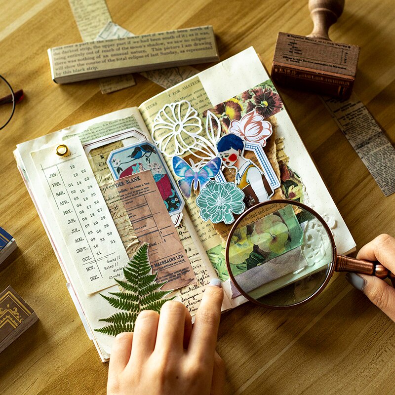 Bộ 45 Miếng Dán Trang Trí Sổ Tay/Sổ Tay/Sổ Tay Bằng Giấy Washi Kiểu Vintage DIY