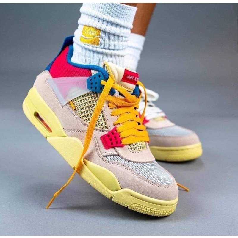 Giày thể thao jordan 4 vàng hồng giày Sneaker Jordan 4 Retro Union Guava Ice, Full Box Full Phụ Kiện