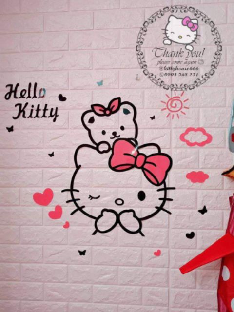 🌻DÁN TƯỜNG 3D NGẬM TAY 🎀 KITTY HOUSE