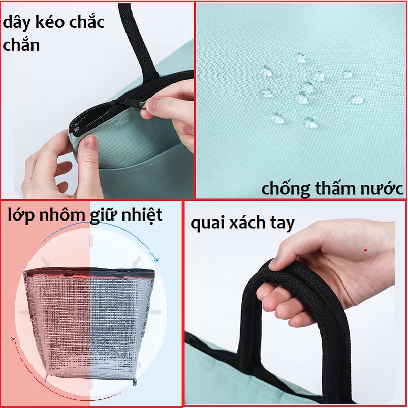 [Mẫu MỚI]Túi Giữ Nhiệt/ Túi Đựng Cơm HAPPINESS BECOMES YOU Vải Oxford Chống Thấm Nước