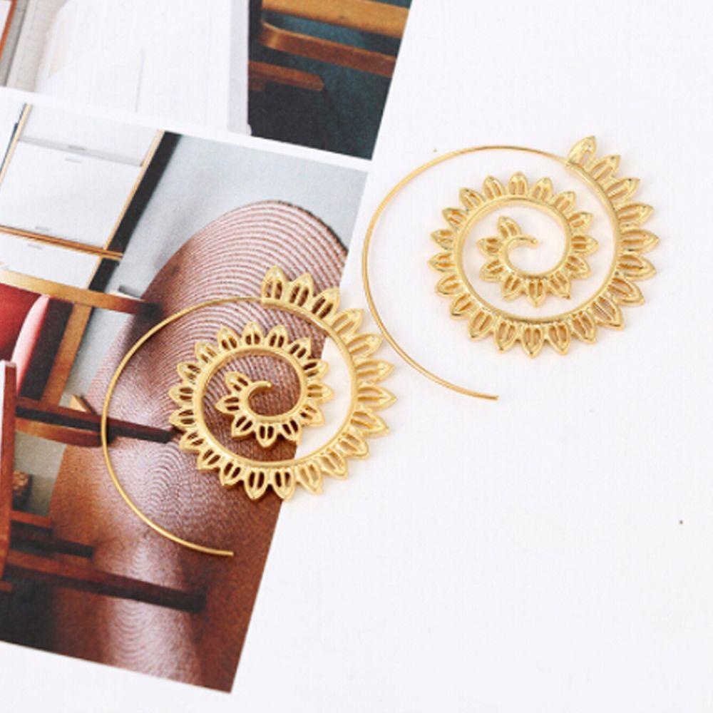 ROWANS 1 Đôi Bông Tai Hình Xoắn Ốc Phong Cách Boho Cổ Điển