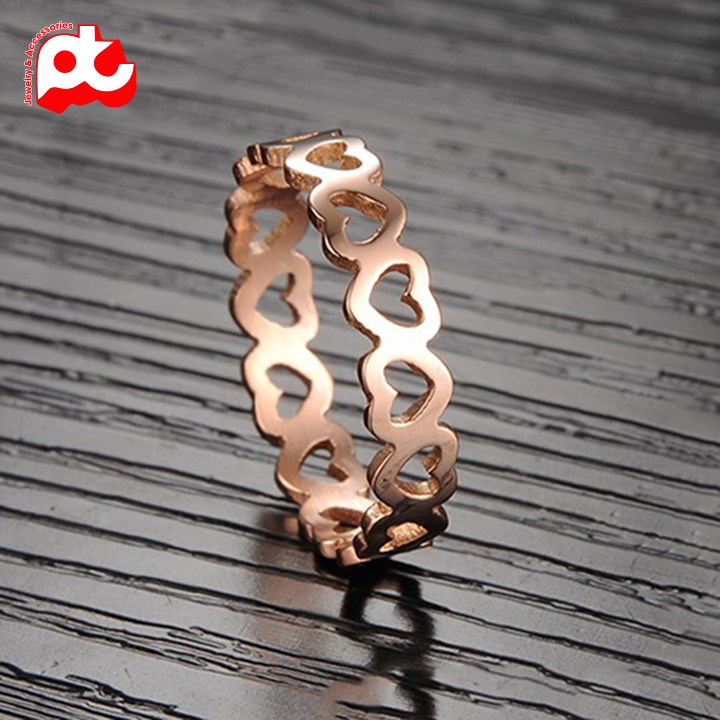 Nhẫn titan nữ trái tim rỗng cách điệu cao cấp thép không gỉ titanium
