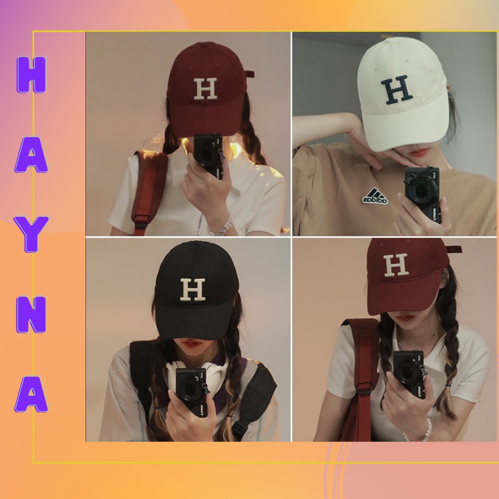 Mũ lưỡi trai, nón nữ thêu chữ H phong cách thời trang unisex nam nữ, Hayna Hats M56