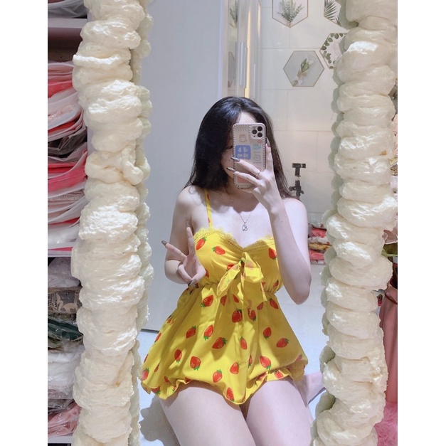 Bộ 2 Dây Dâu Tây Phối Ren Siêu Xinh