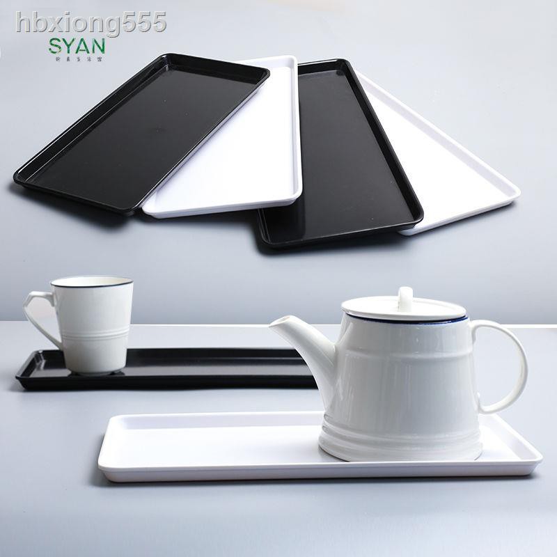 Khay Nhựa Melamine Hình Chữ Nhật Màu Trắng Đen Đựng Thức Ăn Cho Bé