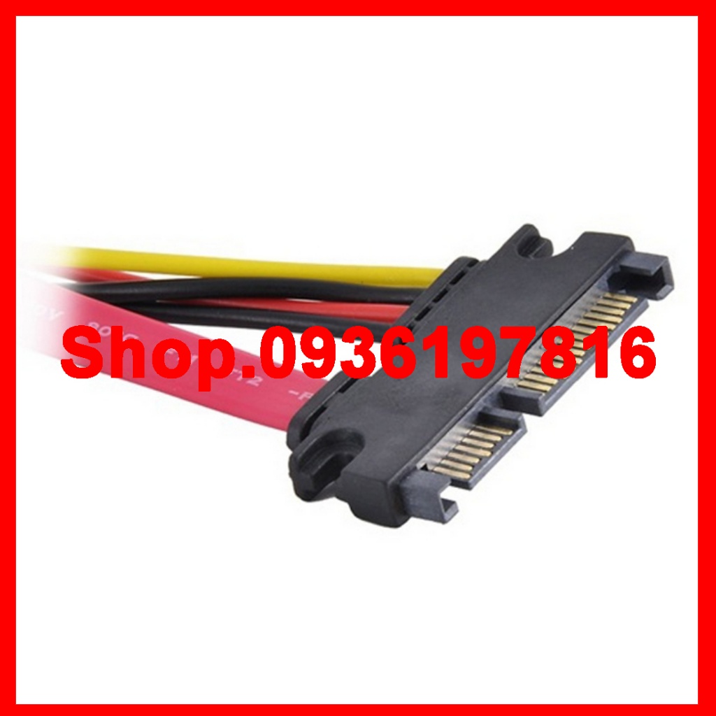 Dây Cáp Sata Nối Dài, cáp nối dài SATA kèm nguồn 30cm 22pin  Male to Female Sata