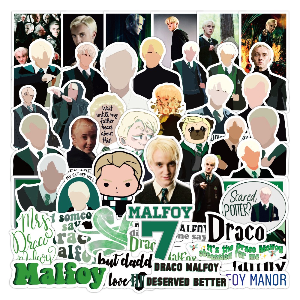 Bộ 50 miếng dán hình nhân vật Draco Malfoy trang trí tiện dụng