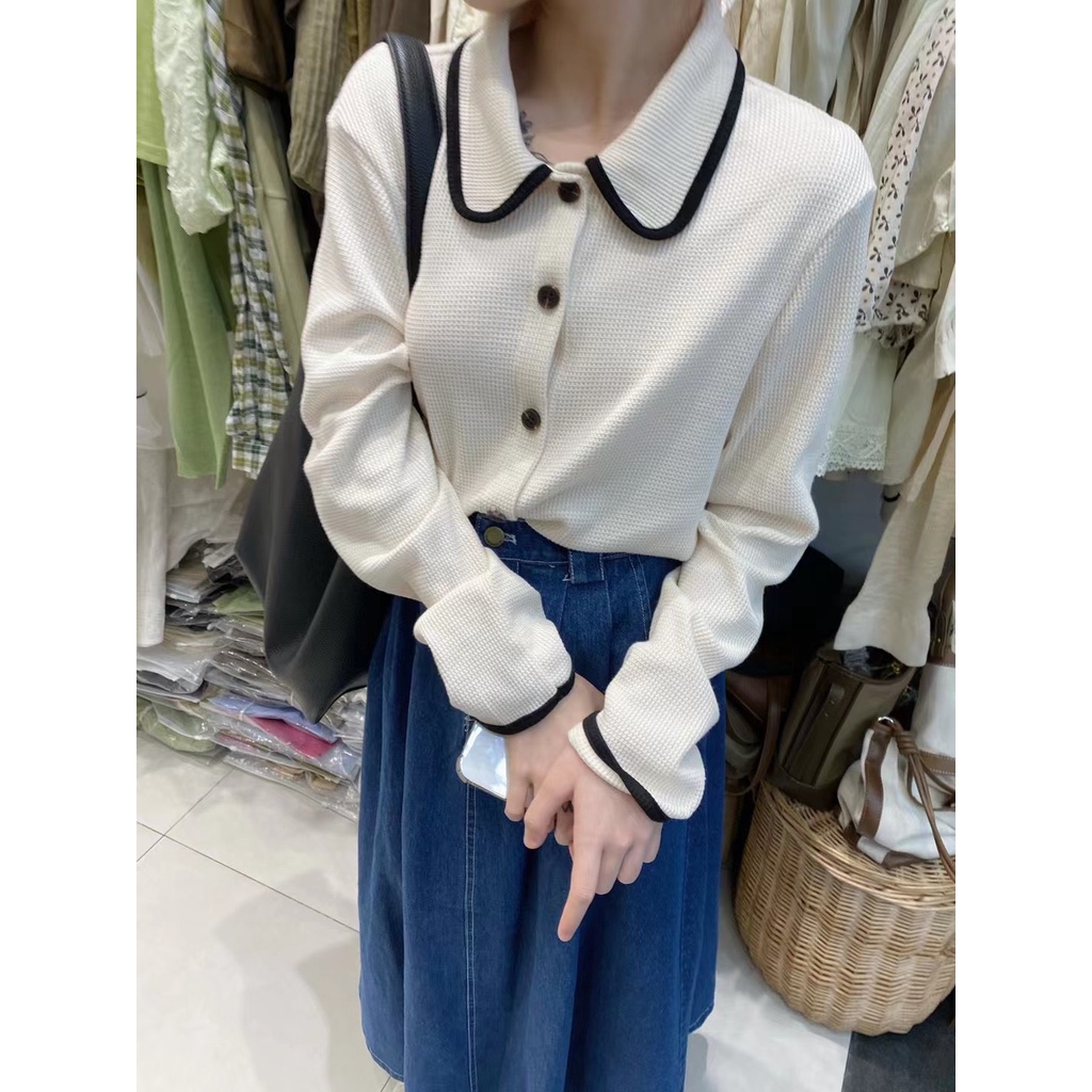 Áo Len Nữ Cardigan Cổ Polo Mix Hàng Cúc Dáng Basic Chất Len Dày Dặn Mẫu Thu Đông 2022 Chinie.store M2537