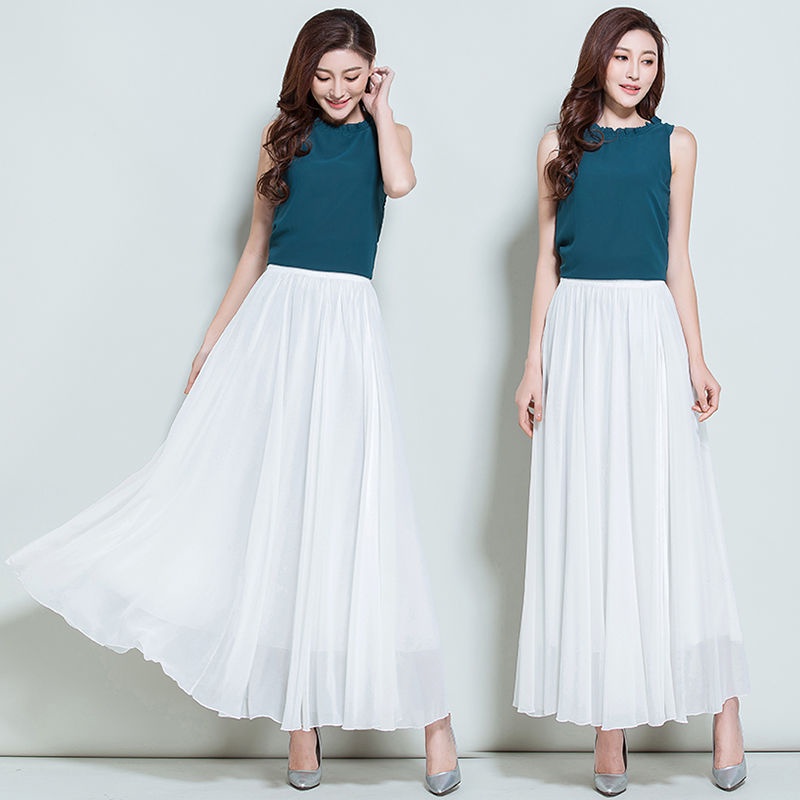 Chân Váy Chiffon Dài Lưng Cao Kiểu Mới Dành Cho Nữ