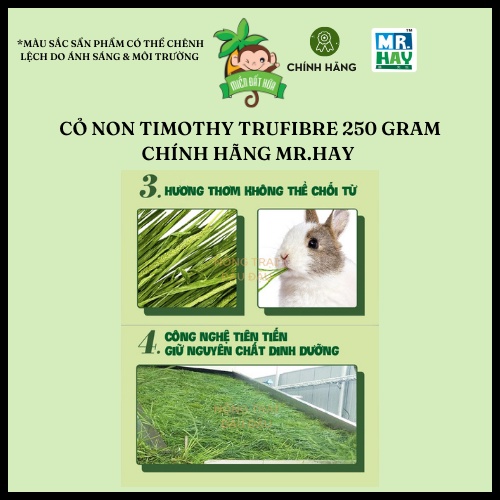 Thức ăn thỏ bọ - Cỏ non Timothy nguyên cành xanh tươi chính hãng Mr.Hay 250gram dành cho thỏ, bọ, chinchilla,...