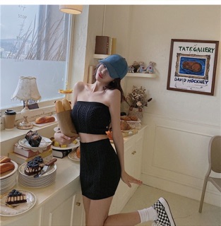 Set áo ống chân váy len ôm body
