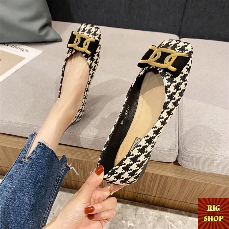 [TẶNG KẸP TÓC] GIÀY BÚP BÊ RIGSHOP ĐẾ BỆT CHẤT LIỆU VẢI DẠ TWEED - C15