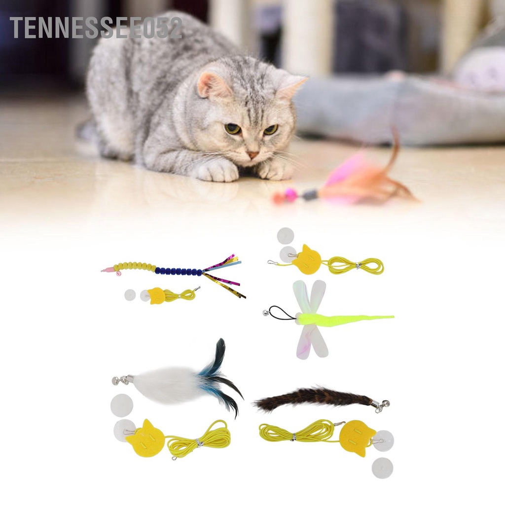 Đồ chơi treo có thể điều chỉnh với dây lông vũ và chuông cho mèo cưng
