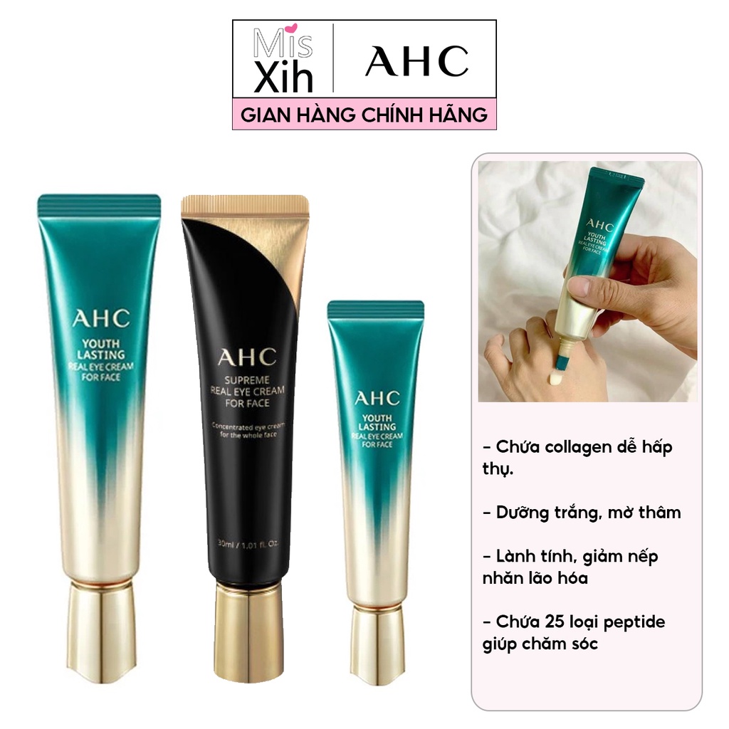 Kem Mắt AHC Xanh Ageless Real Eye Cream For Face 12ml & 30ml Hàn Quốc - Miss Xinh