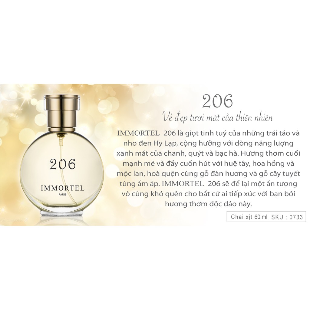 Nước hoa nữ IMMORTEL PARIS 206  60ml  Eau De Parfum | BigBuy360 - bigbuy360.vn