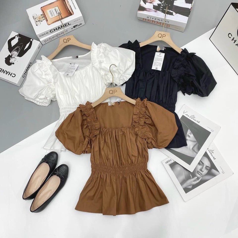 [Hàng Đẹp] Áo Tay Bồng Bèo Vai 3 Màu, Áo Nữ Chun Eo Tay Phồng Siêu Xinh Có Ảnh Thật Kèm Video | BigBuy360 - bigbuy360.vn