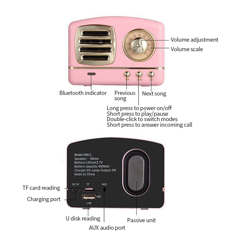 Loa Bluetooth Không Dây Phong Cách Retro Hàn Quốc