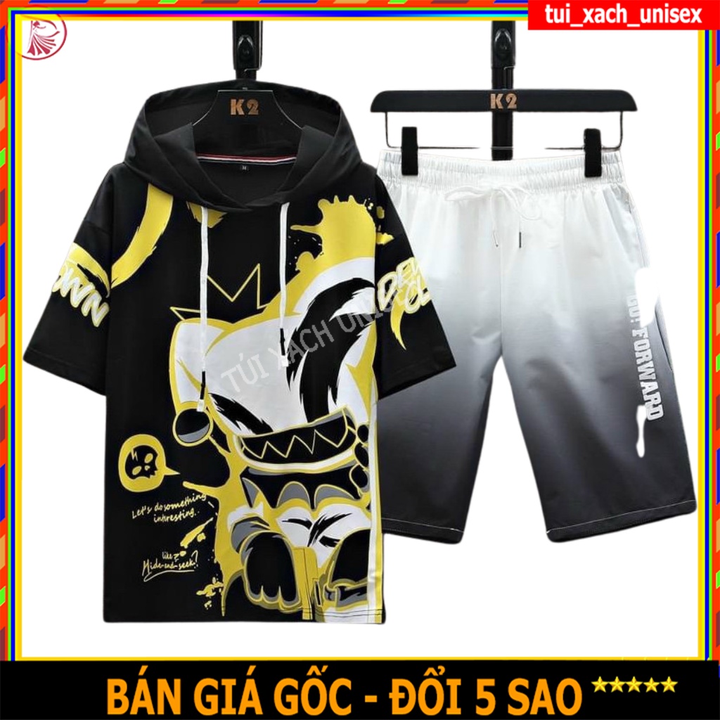 ⚡️ SIÊU PHẨM ĐẸP ⚡️ CHẤT THUN LẠNH - SÉT ĐỒ BỘ THỂ THAO NAM NỮ IN HÌNH VỚI KIỂU QUẦN ĐÙI ÁO PHÔNG NGẮN TAY MẶC NHÀ