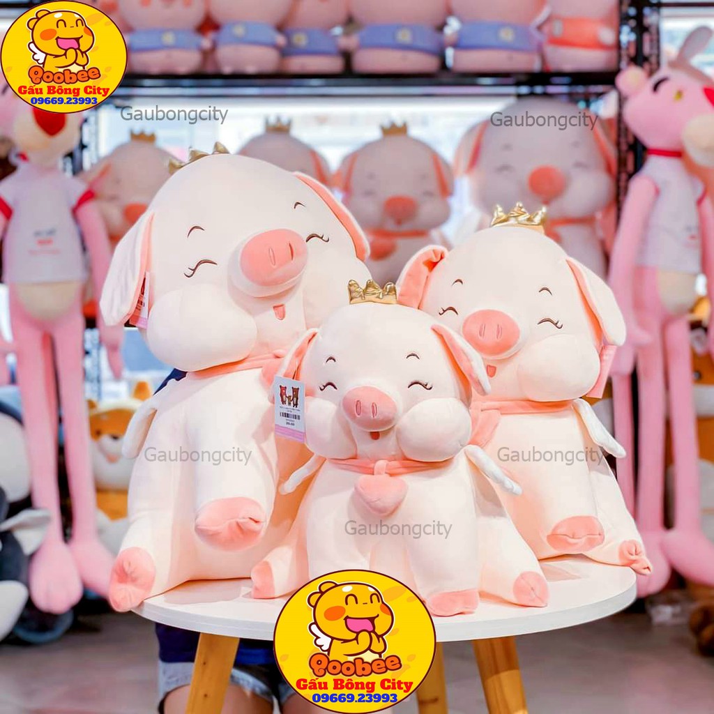 [Mã LIFE0503TOYS1 giảm 10% đơn 150k] Gấu Bông Heo Vương Miện Ngồi Thú Lợn Nhồi Bông Gối Ôm Màu Hồng Siêu To Khổng Lồ