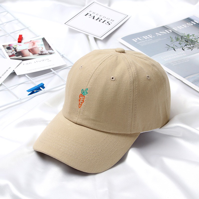Nón Lưỡi Trai Thêu Củ Cà Rốt Cute Chất Vải Cotton Form Mềm Phong Cách Nón Lưỡi Trai Dadhat Hàn Quốc Hot Trend