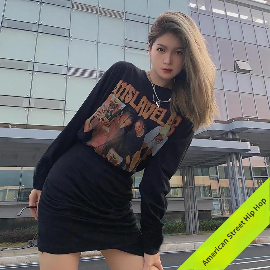 Áo Thun Hip Hop Tay Dài Phong Cách Harajuku Mỹ Thiết Kế Mới 2022 Thời Trang Xuân Thu