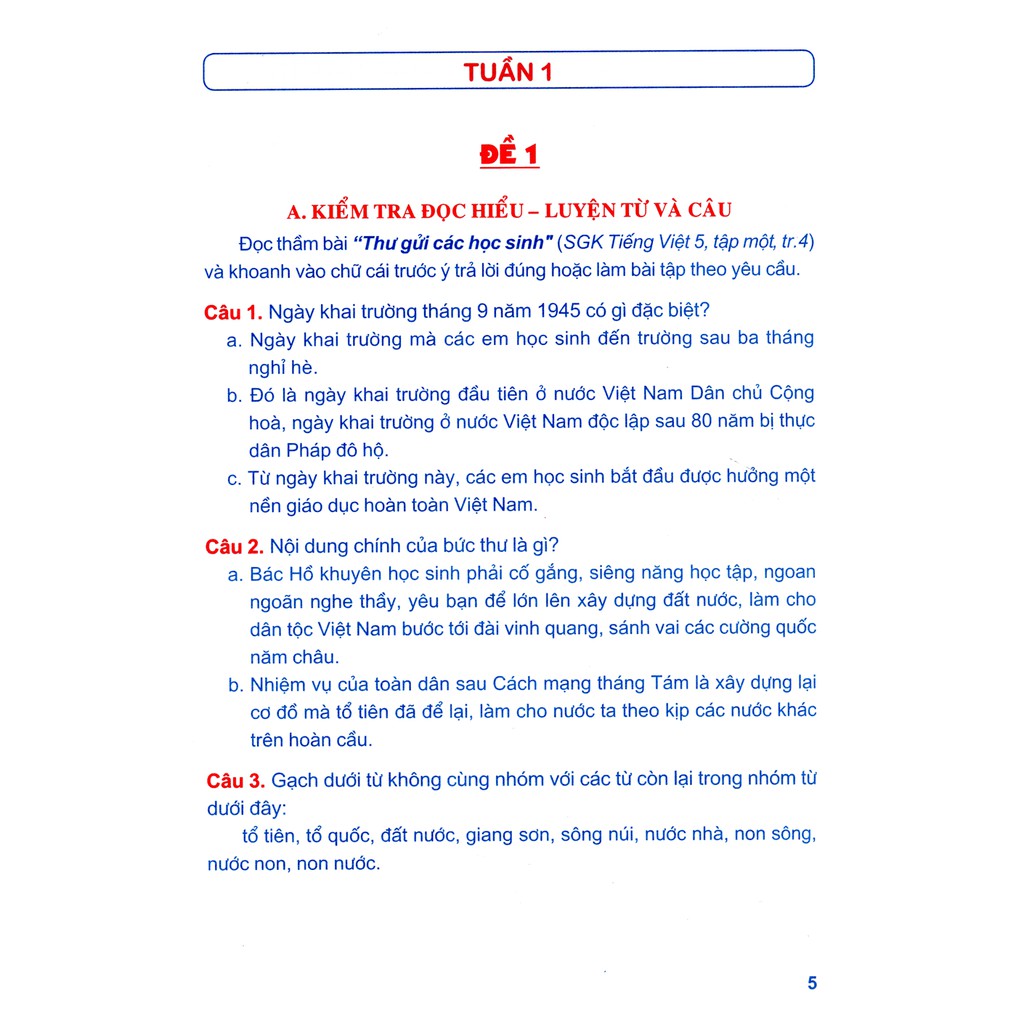 Sách: Tuyển Chọn Đề ôn Luyện và Tự Kiểm Tra Tiếng Việt Lớp 5 Tập 1 B23