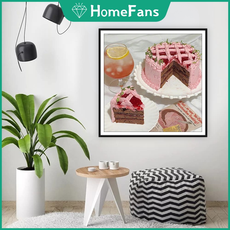 Bộ Tranh Đính Đá 5D Tự Làm 40x40cm Hình Bánh Kem Sinh Nhật Trang Trí Nhà Cửa