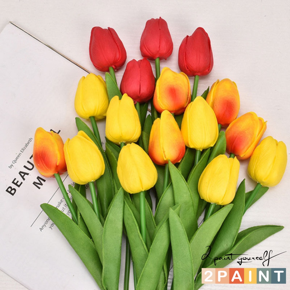 Hoa tulip giả nhân tạo trang trí bình thủy tinh, lọ hoa decor nhà cửa 2PAINT