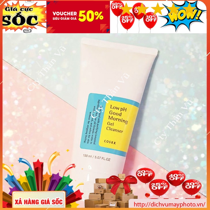 Sữa Rửa Mặt Cosrx Low pH Good Morning Gel Cleanser 150ml Không Gây Kích Ứng Da, Dịu Nhẹ, Kiềm Dầu Tốt