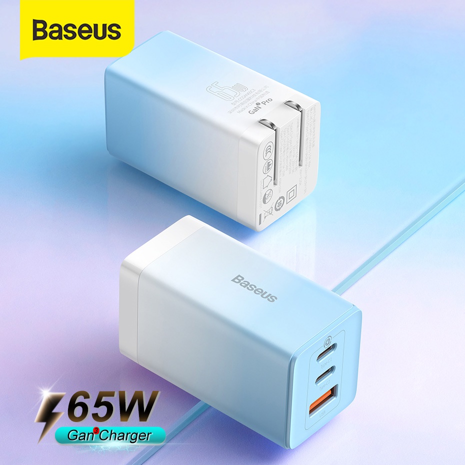 Bộ sạc nhanh Baseus GaN3 Pro Quick Charger 65W (Type Cx2 + USB , PD3.0/ PPS/ QC4.0/ SCP/FCP Multi Quick Charge Protocol)