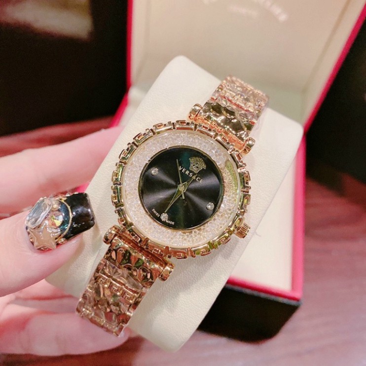 Đồng Hồ Thời Trang Nữ, Đồng Hồ Đeo Tay Đẹp VERSACE Dây Kim Loại Cao Cấp Chống Nước