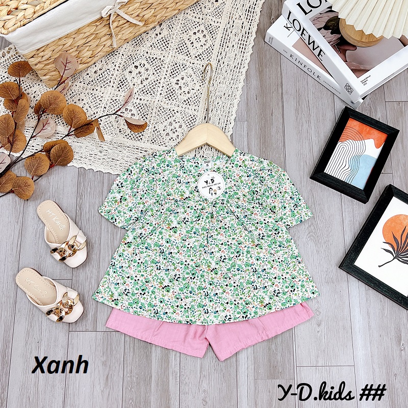Bộ bé gái thô hoa nhí quần đùi XHN823