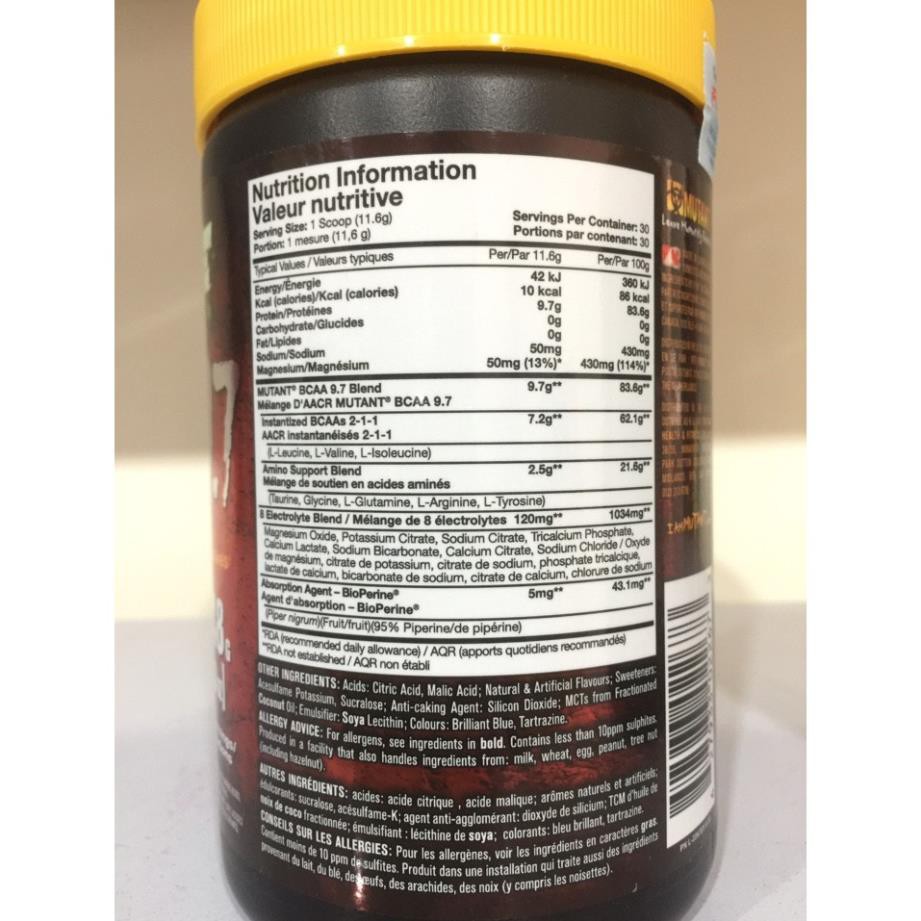 Chống Dị hóa Cơ Bắp Mutant Bcaa 9.7 30 lần dùng - Chính Hãng 100%